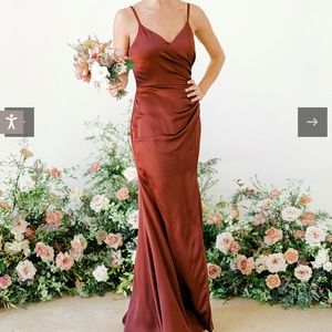 Revelry Rory Satin Bridesmaid Dress- Cinnamon Rose